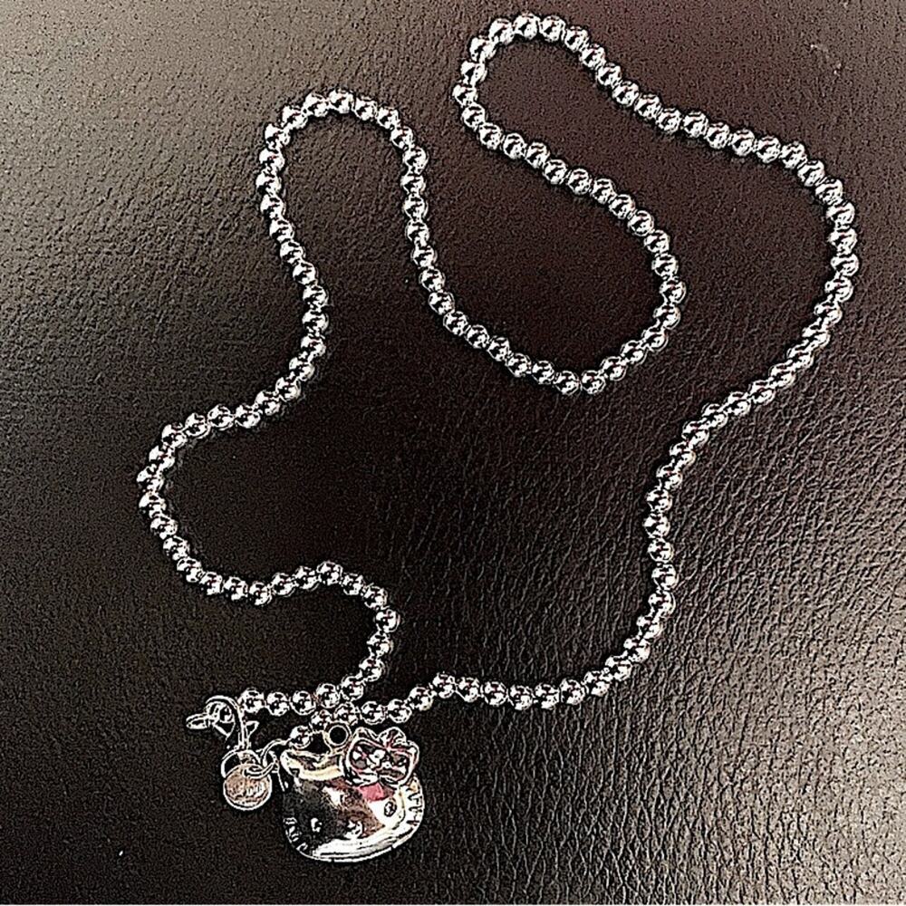 Hello Kitty Sterling Silver Beaded Bracelet Necklace Set - Picture 7 of 8
